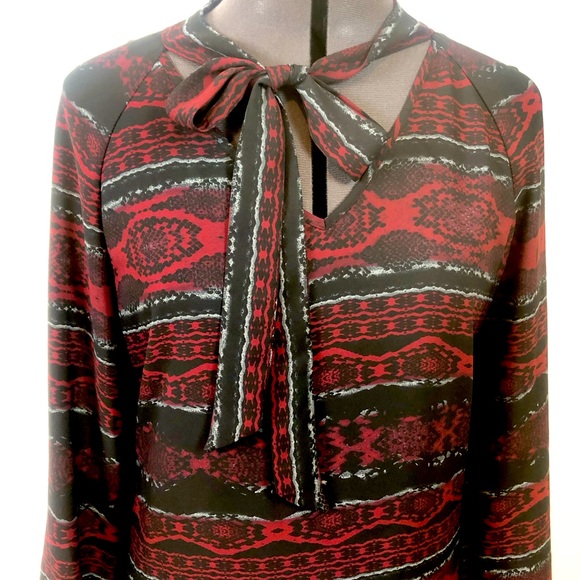 Dex Aztec Print Pussycat Bow Shift Dress/Tunic